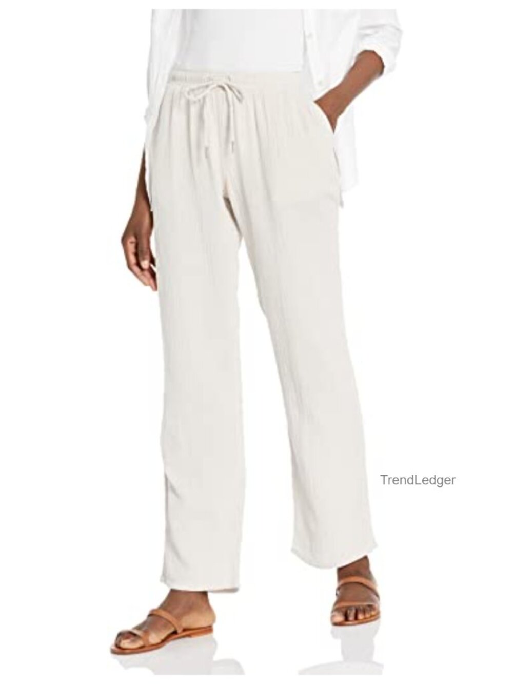 Women's Crepe Gauze Relaxed Fit Straight Leg Pants